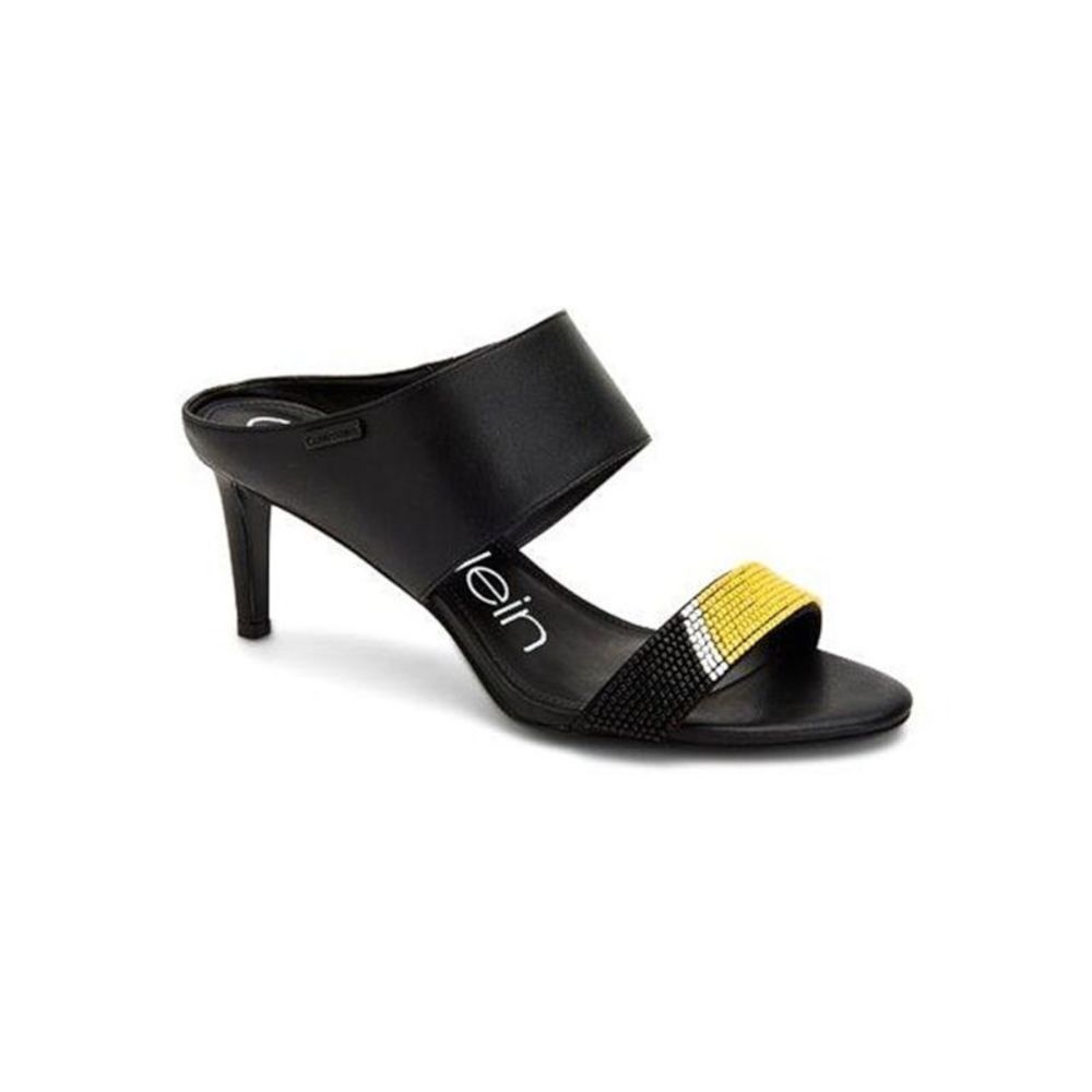 CALVIN KLEIN Womens Black Beaded Cecily Round Toe Slip On Slide Sandals 8 M